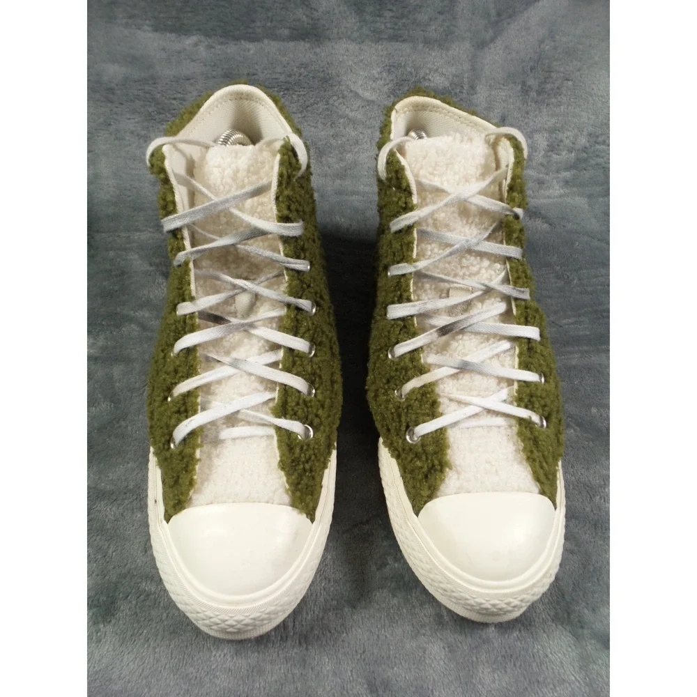 Converse Shoes Kids Size 4 Green All Star Sherpa EVA Platform High‎ Dark Moss